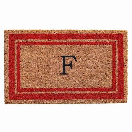 Monogram Door Mat, Natural, Red, 24 in W x 36 in L